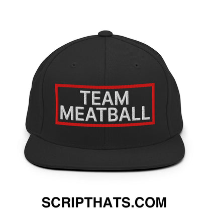 Team Meatball Embroidered Flat Brim Bill Snapback Hat Black