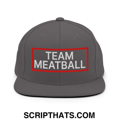 Team Meatball Embroidered Flat Brim Bill Snapback Hat Dark Grey