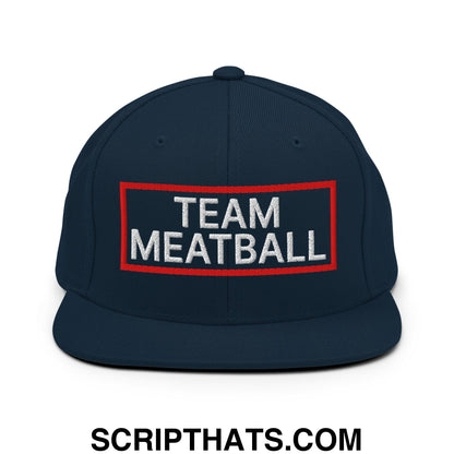 Team Meatball Embroidered Flat Brim Bill Snapback Hat Dark Navy