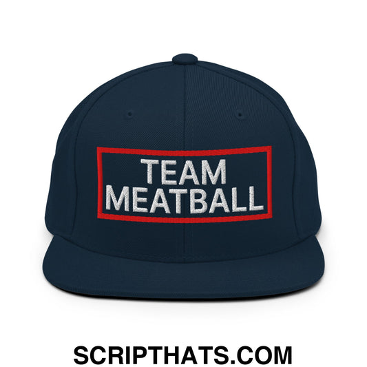 Team Meatball Embroidered Flat Brim Bill Snapback Hat Dark Navy