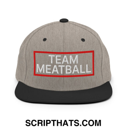 Team Meatball Embroidered Flat Brim Bill Snapback Hat Heather Black