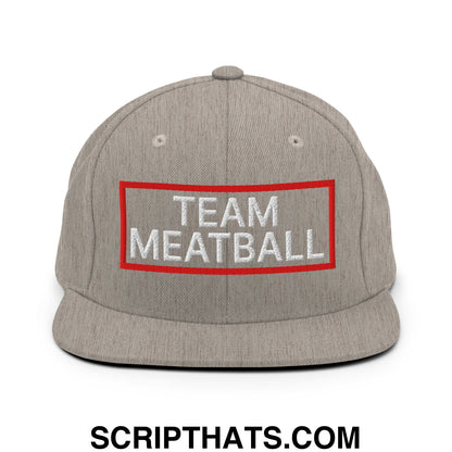 Team Meatball Embroidered Flat Brim Bill Snapback Hat Heather Grey