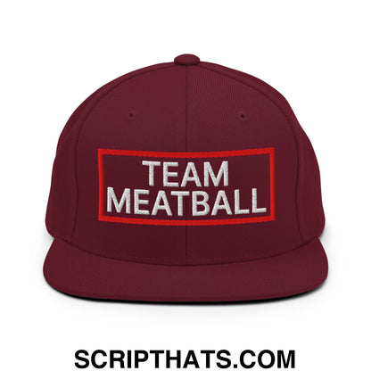 Team Meatball Embroidered Flat Brim Bill Snapback Hat Maroon