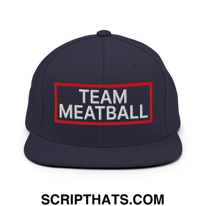 Team Meatball Embroidered Flat Brim Bill Snapback Hat Navy