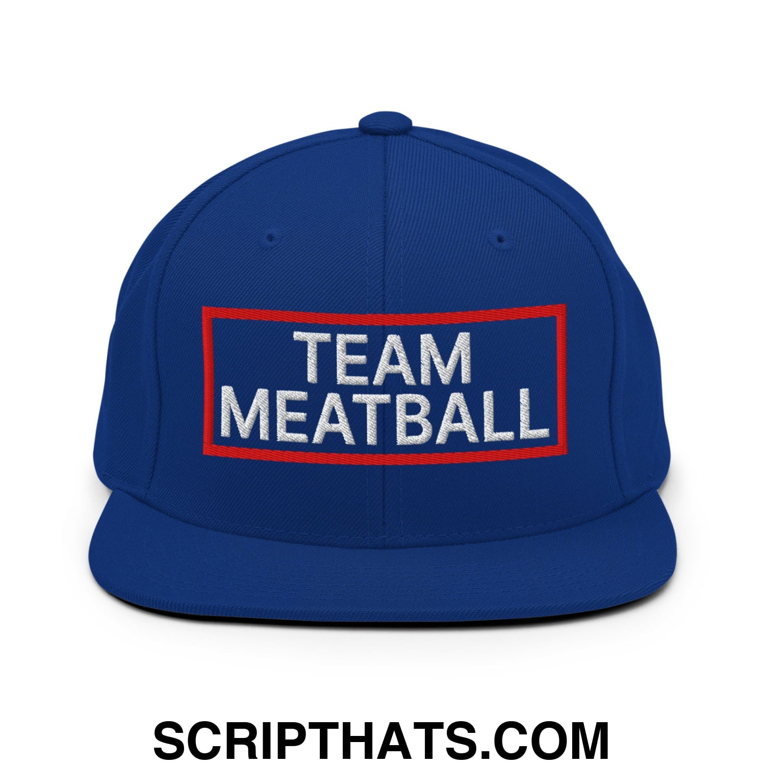 Team Meatball Embroidered Flat Brim Bill Snapback Hat Royal Blue