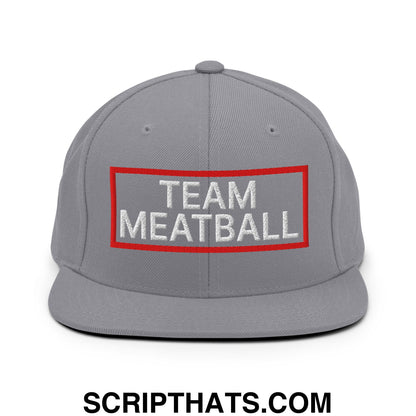 Team Meatball Embroidered Flat Brim Bill Snapback Hat Silver