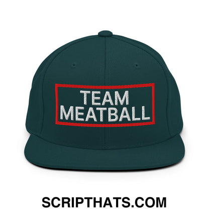 Team Meatball Embroidered Flat Brim Bill Snapback Hat Spruce