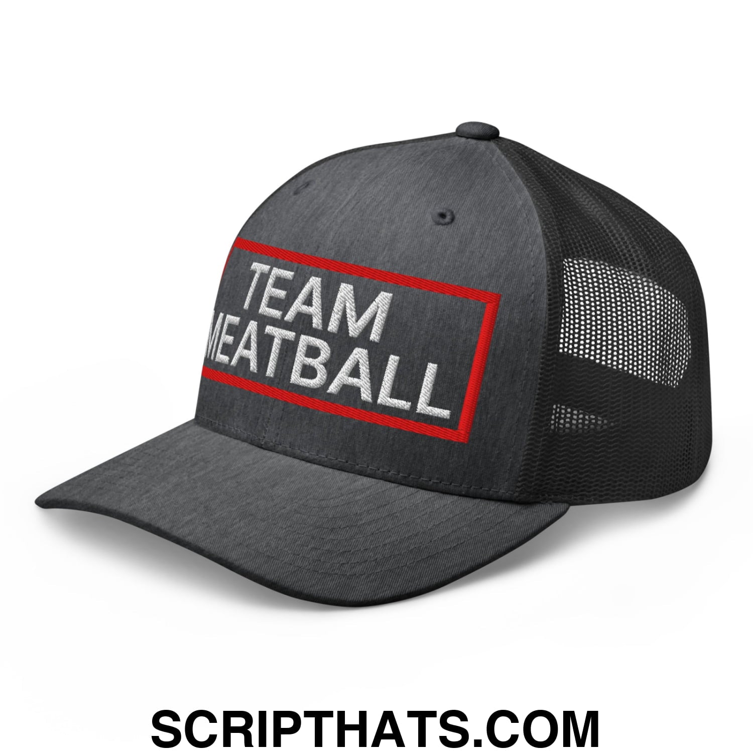 Team Meatball Embroidered Mesh Trucker Hat Dark Heather Gray