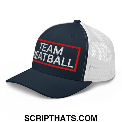Team Meatball Embroidered Mesh Trucker Hat Navy White