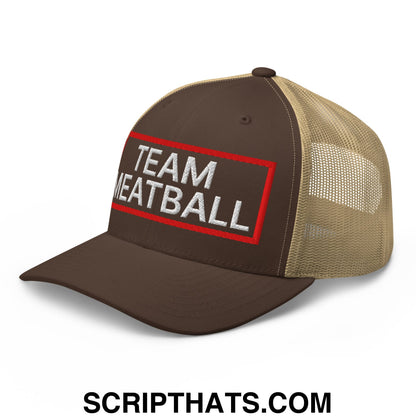 Team Meatball Embroidered Mesh Trucker Hat Brown Khaki