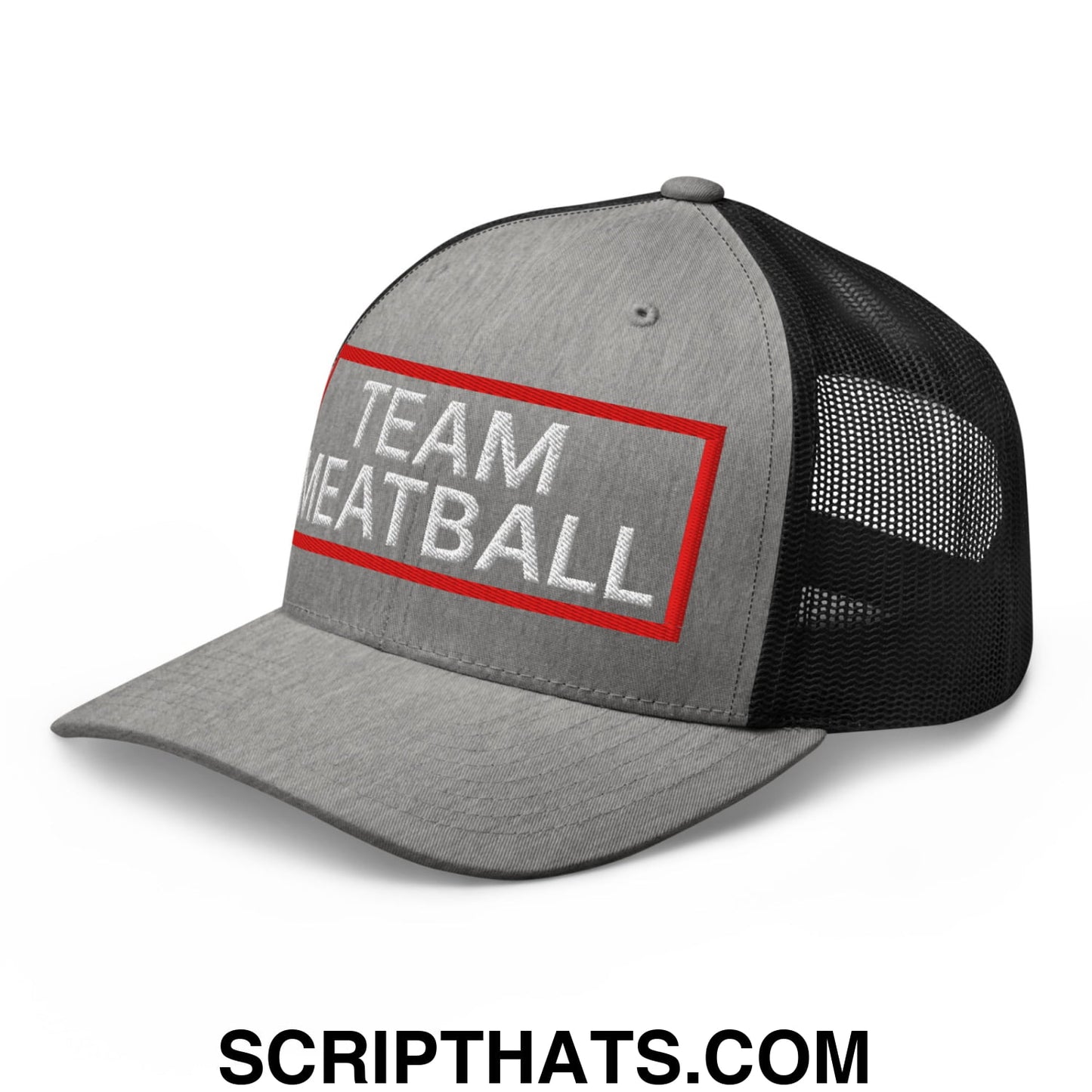 Team Meatball Embroidered Mesh Trucker Hat Heather Black
