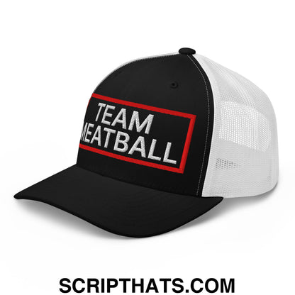 Team Meatball Embroidered Mesh Trucker Hat Black White