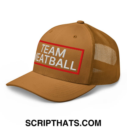 Team Meatball Embroidered Mesh Trucker Hat Caramel