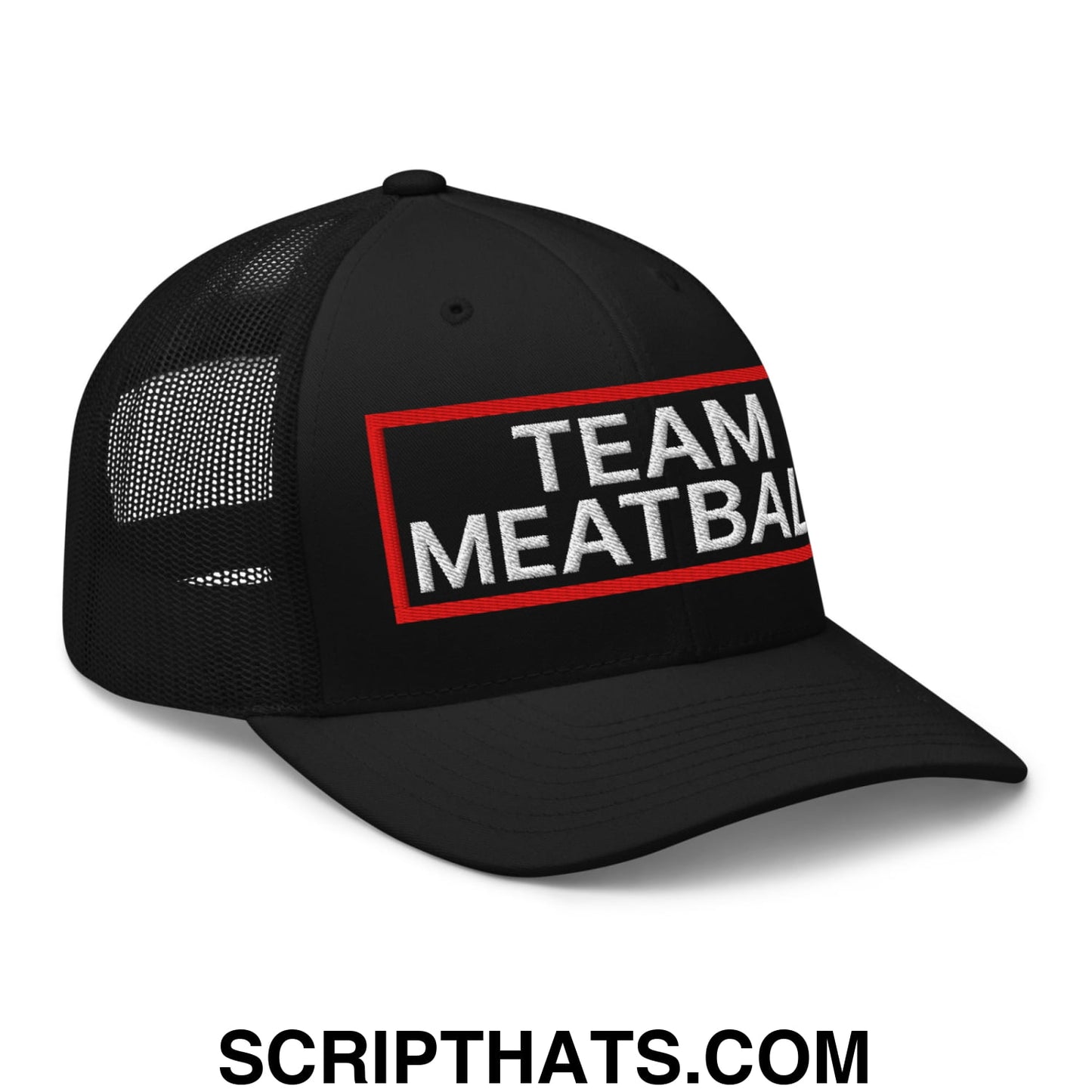 Team Meatball Embroidered Mesh Trucker Hat Black