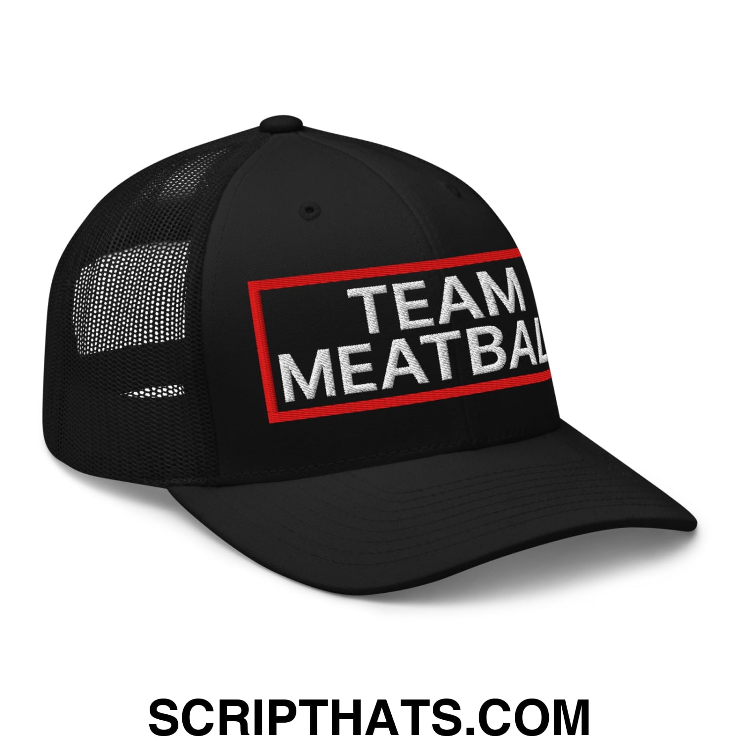 Team Meatball Embroidered Mesh Trucker Hat Black