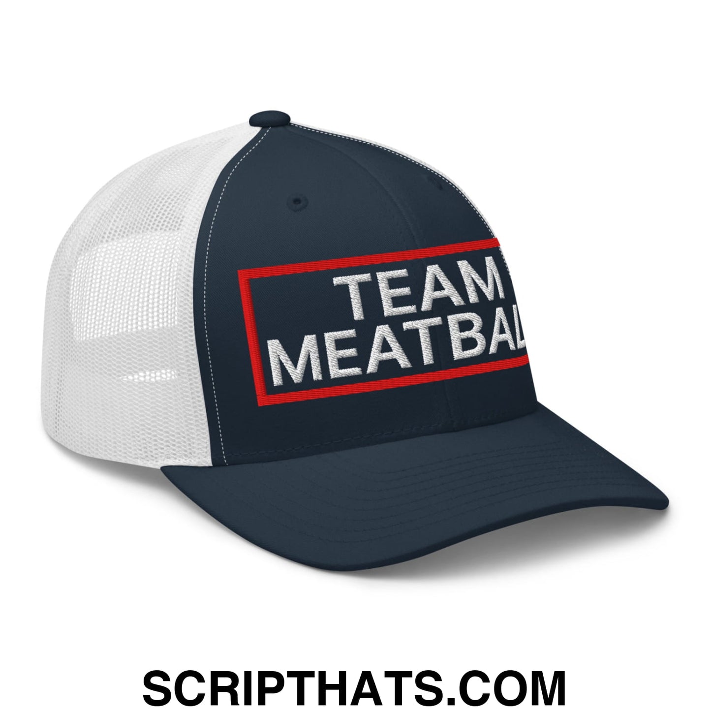 Team Meatball Embroidered Mesh Trucker Hat Navy White