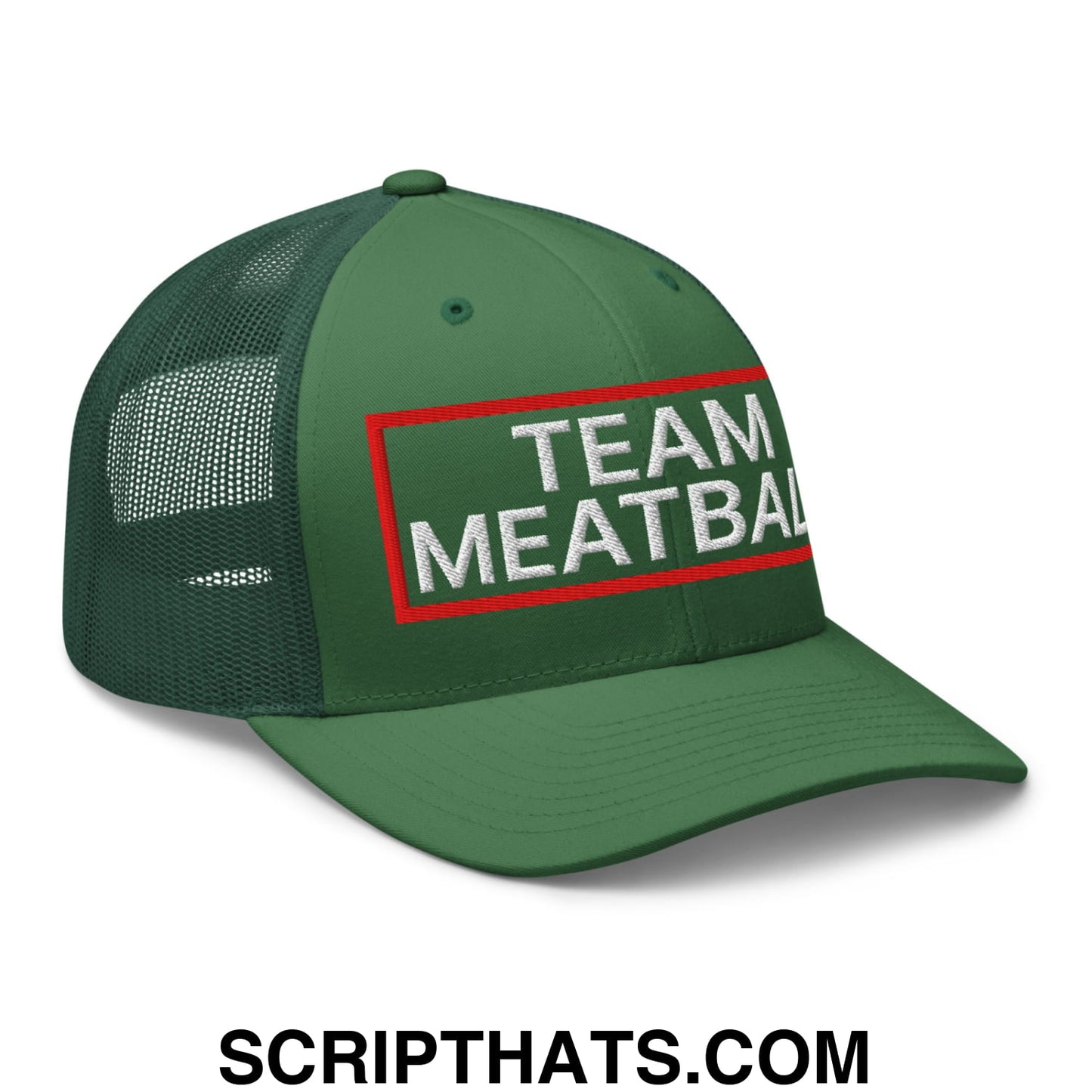 Team Meatball Embroidered Mesh Trucker Hat Evergreen