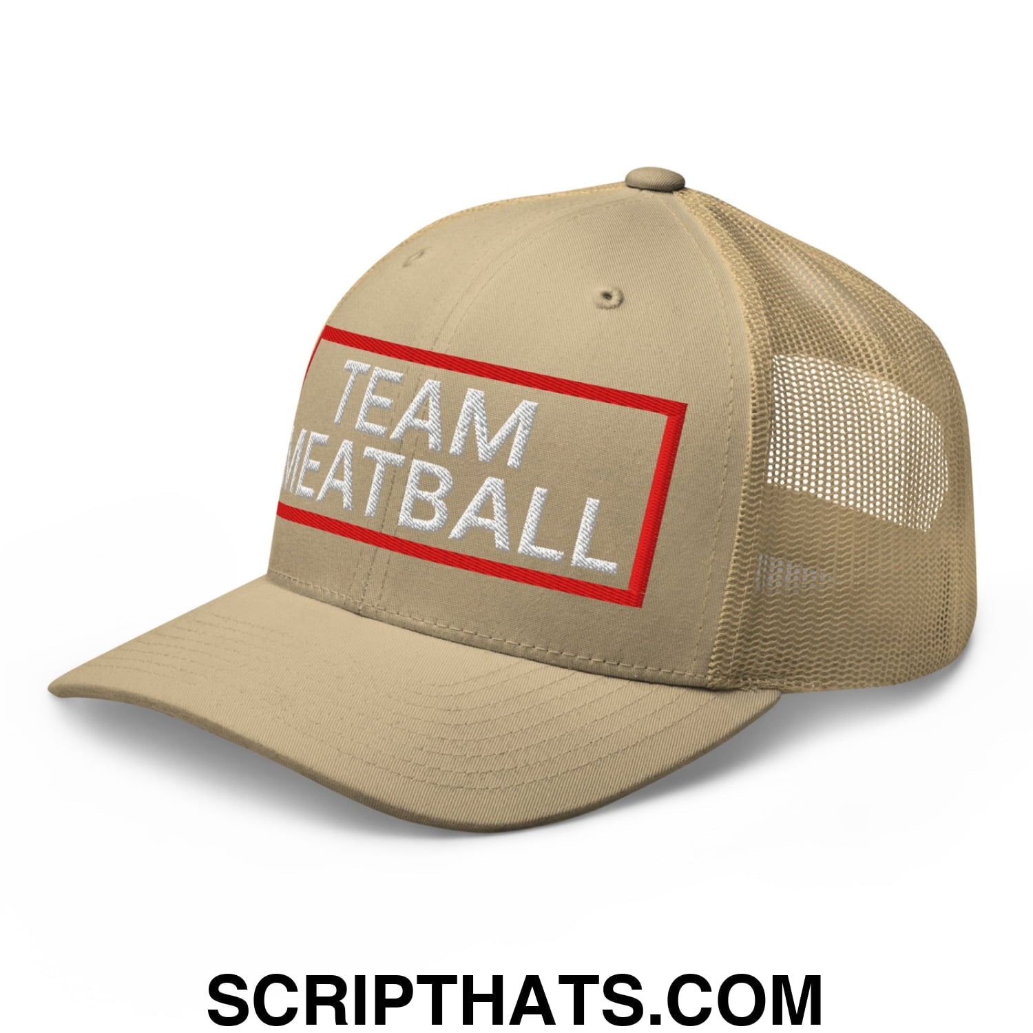 Team Meatball Embroidered Mesh Trucker Hat Khaki