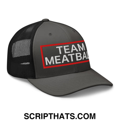 Team Meatball Embroidered Mesh Trucker Hat Charcoal Black