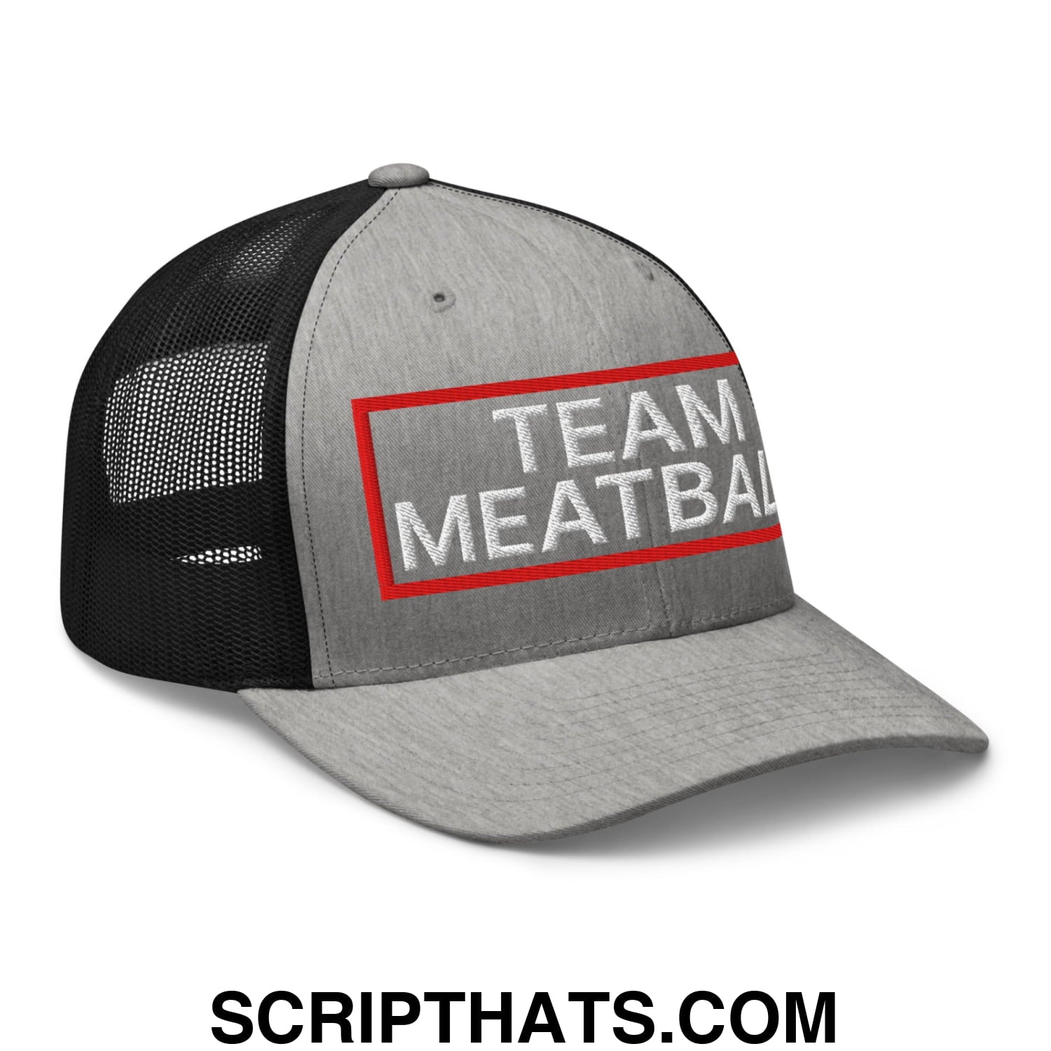 Team Meatball Embroidered Mesh Trucker Hat Heather Black
