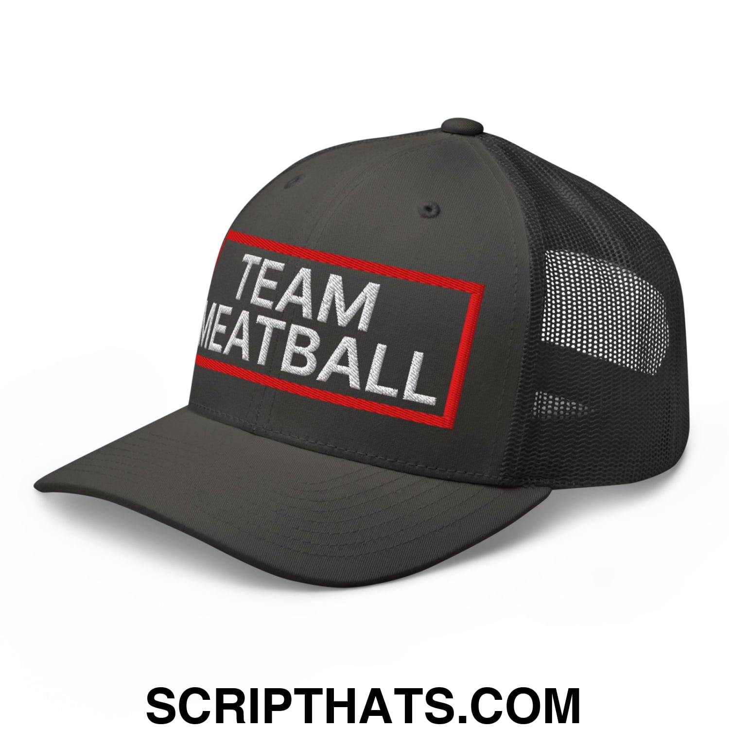 Team Meatball Embroidered Mesh Trucker Hat Charcoal