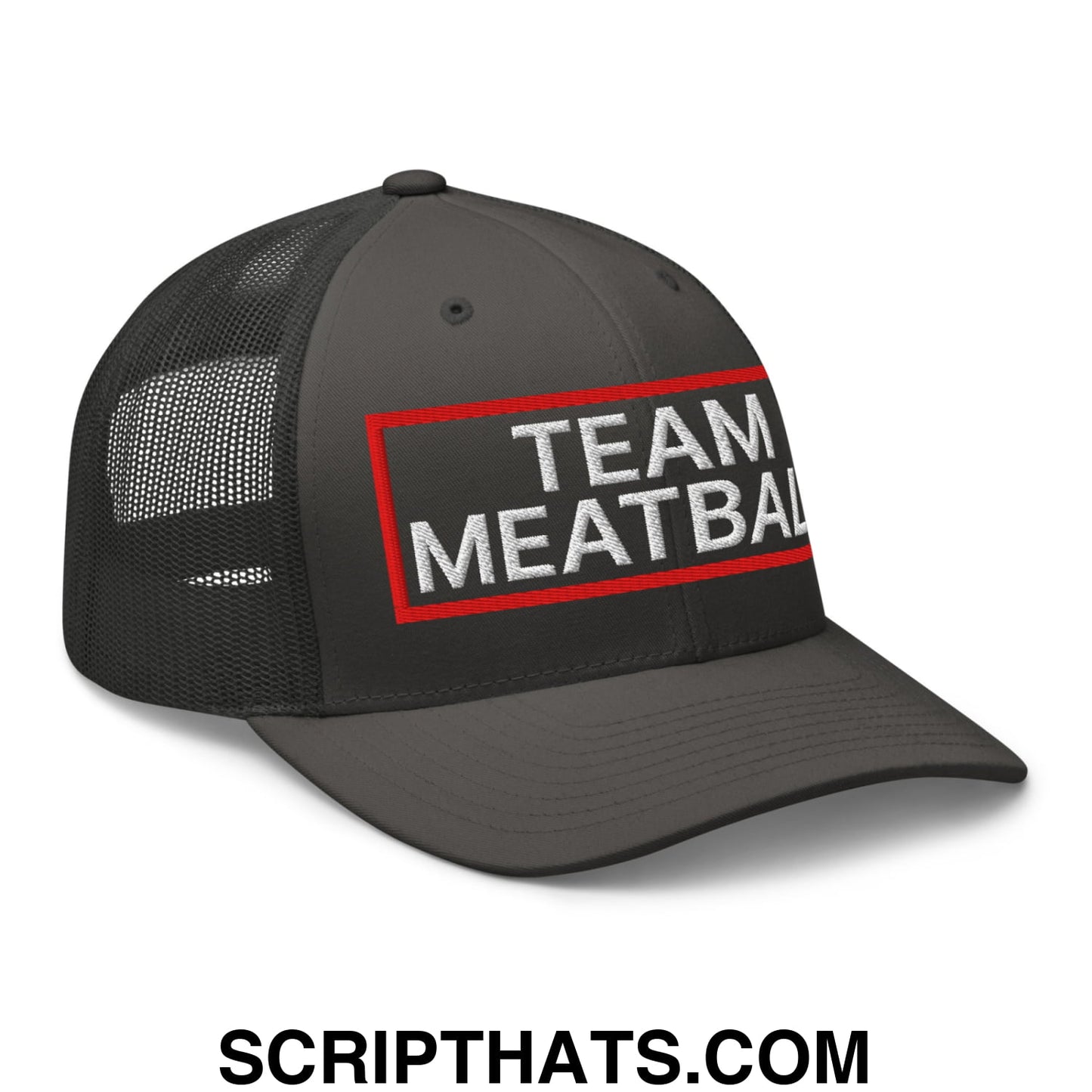 Team Meatball Embroidered Mesh Trucker Hat Charcoal