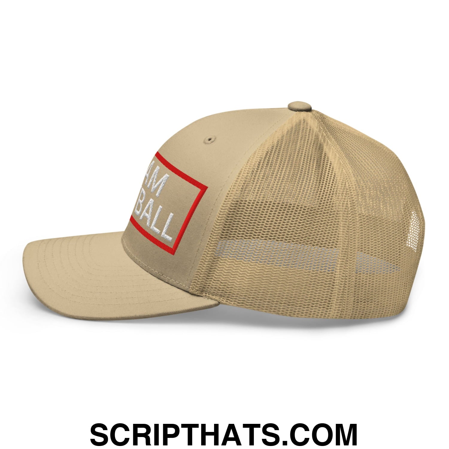 Team Meatball Embroidered Mesh Trucker Hat Khaki
