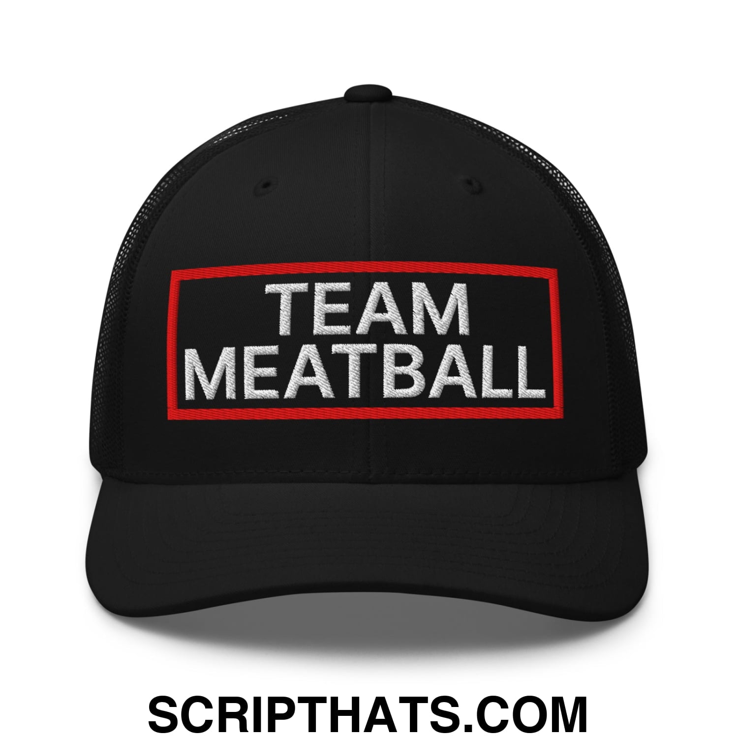 Team Meatball Embroidered Mesh Trucker Hat Black