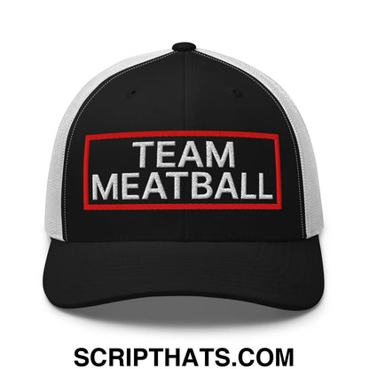Team Meatball Embroidered Mesh Trucker Hat Black White