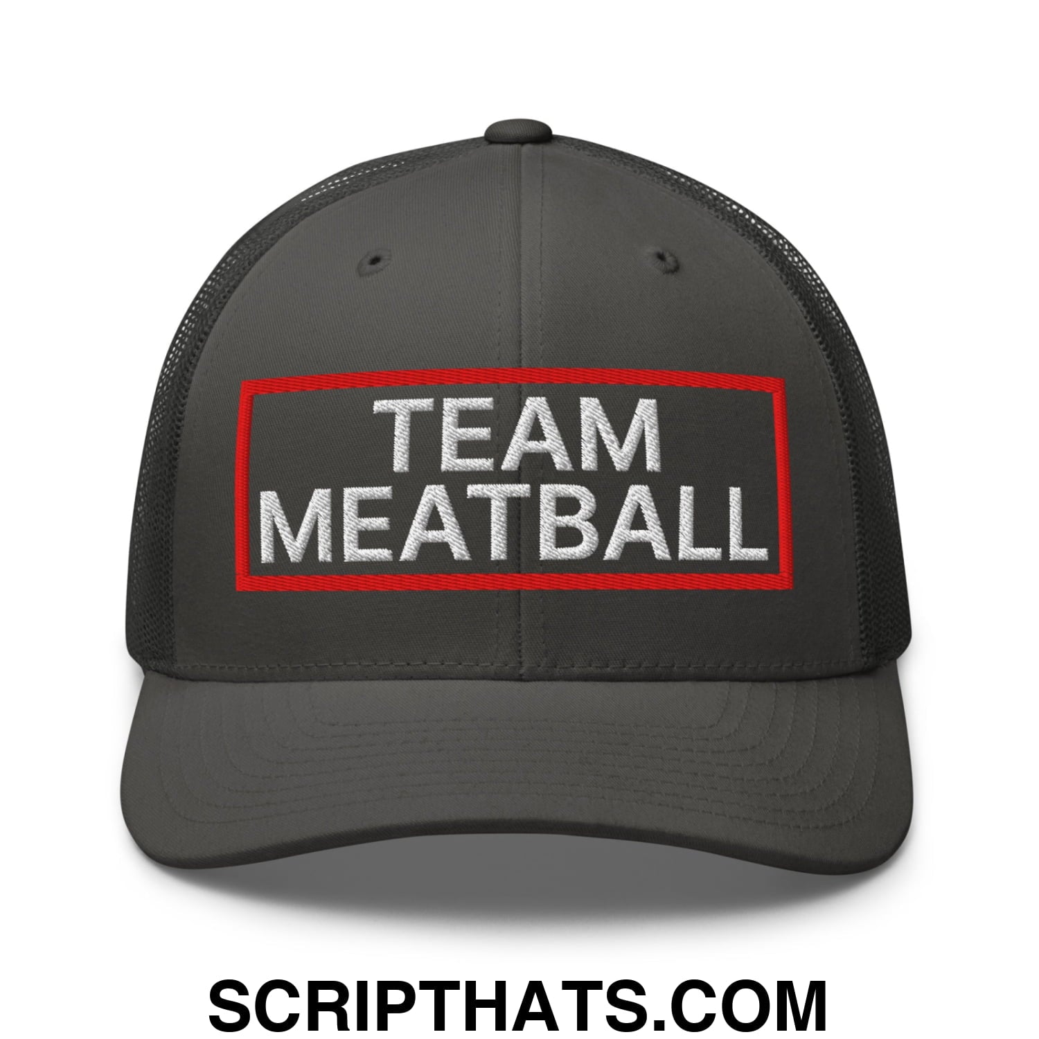 Team Meatball Embroidered Mesh Trucker Hat Charcoal