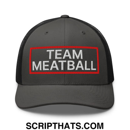 Team Meatball Embroidered Mesh Trucker Hat Charcoal Black