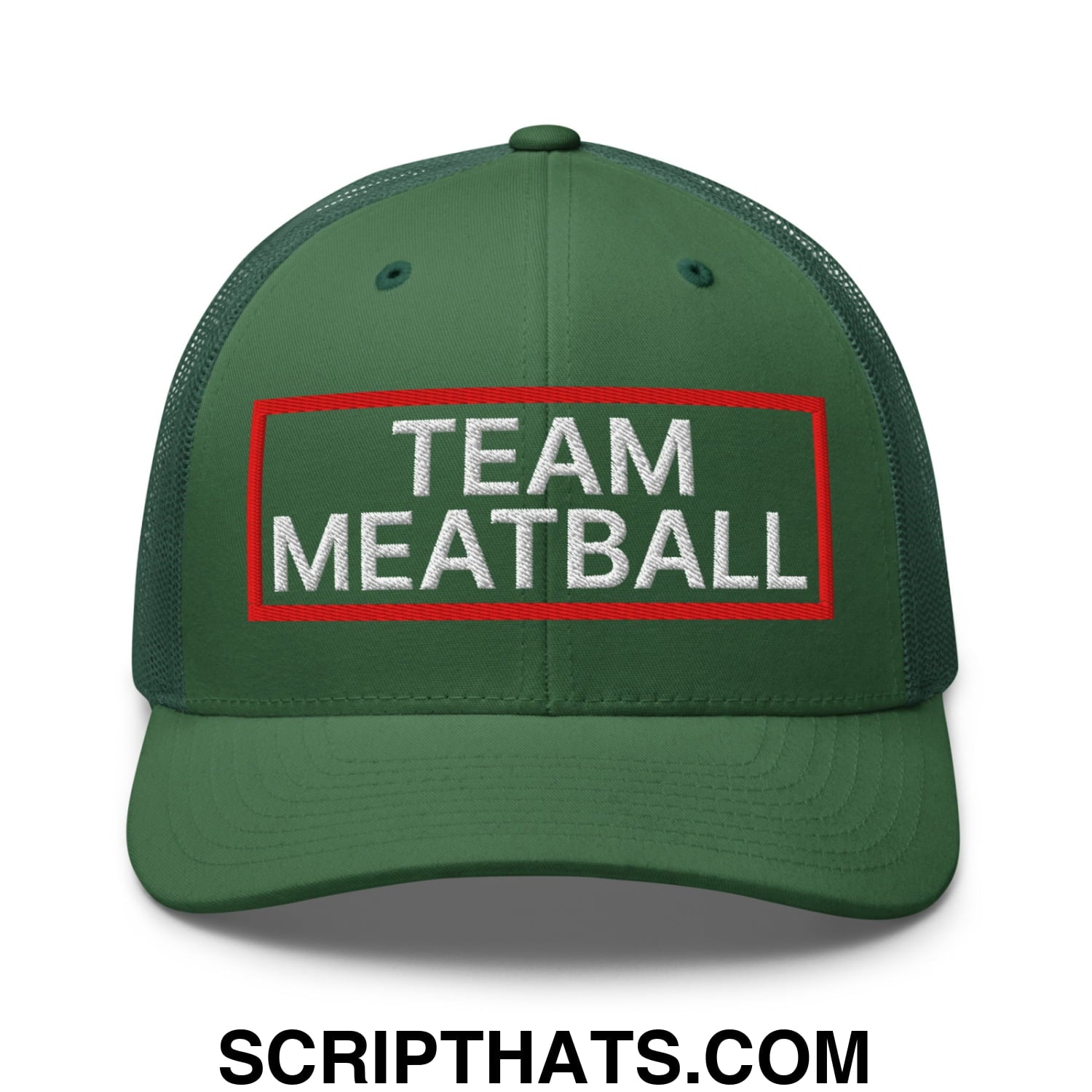 Team Meatball Embroidered Mesh Trucker Hat Evergreen