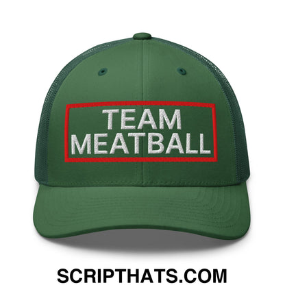 Team Meatball Embroidered Mesh Trucker Hat Evergreen