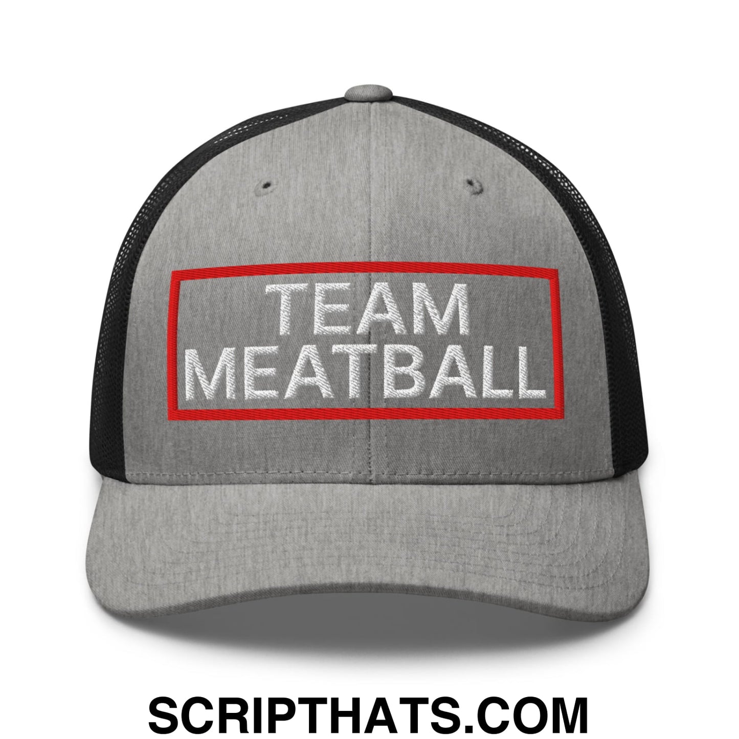 Team Meatball Embroidered Mesh Trucker Hat Heather Black