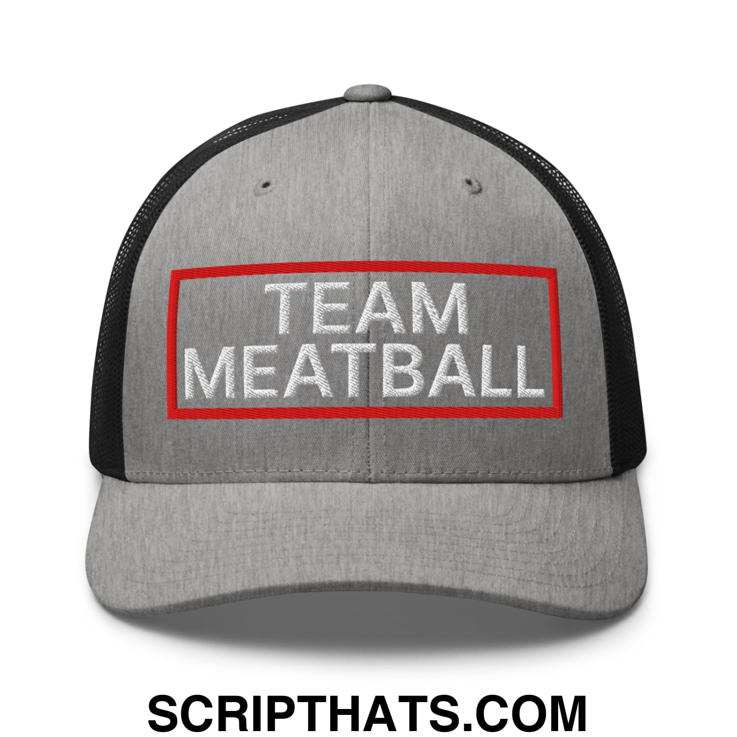 Team Meatball Embroidered Mesh Trucker Hat Heather Black