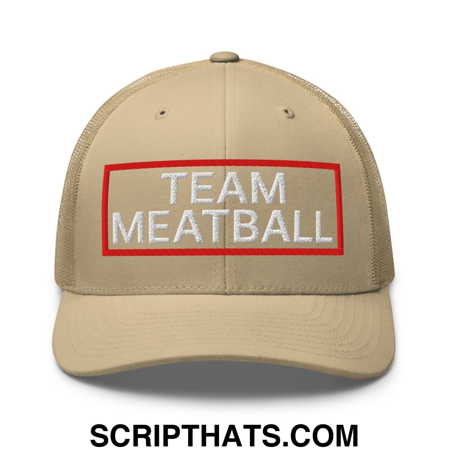 Team Meatball Embroidered Mesh Trucker Hat Khaki