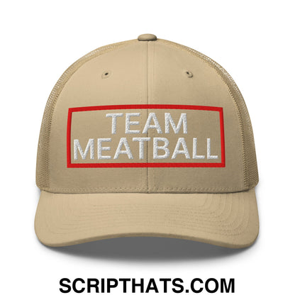 Team Meatball Embroidered Mesh Trucker Hat Khaki