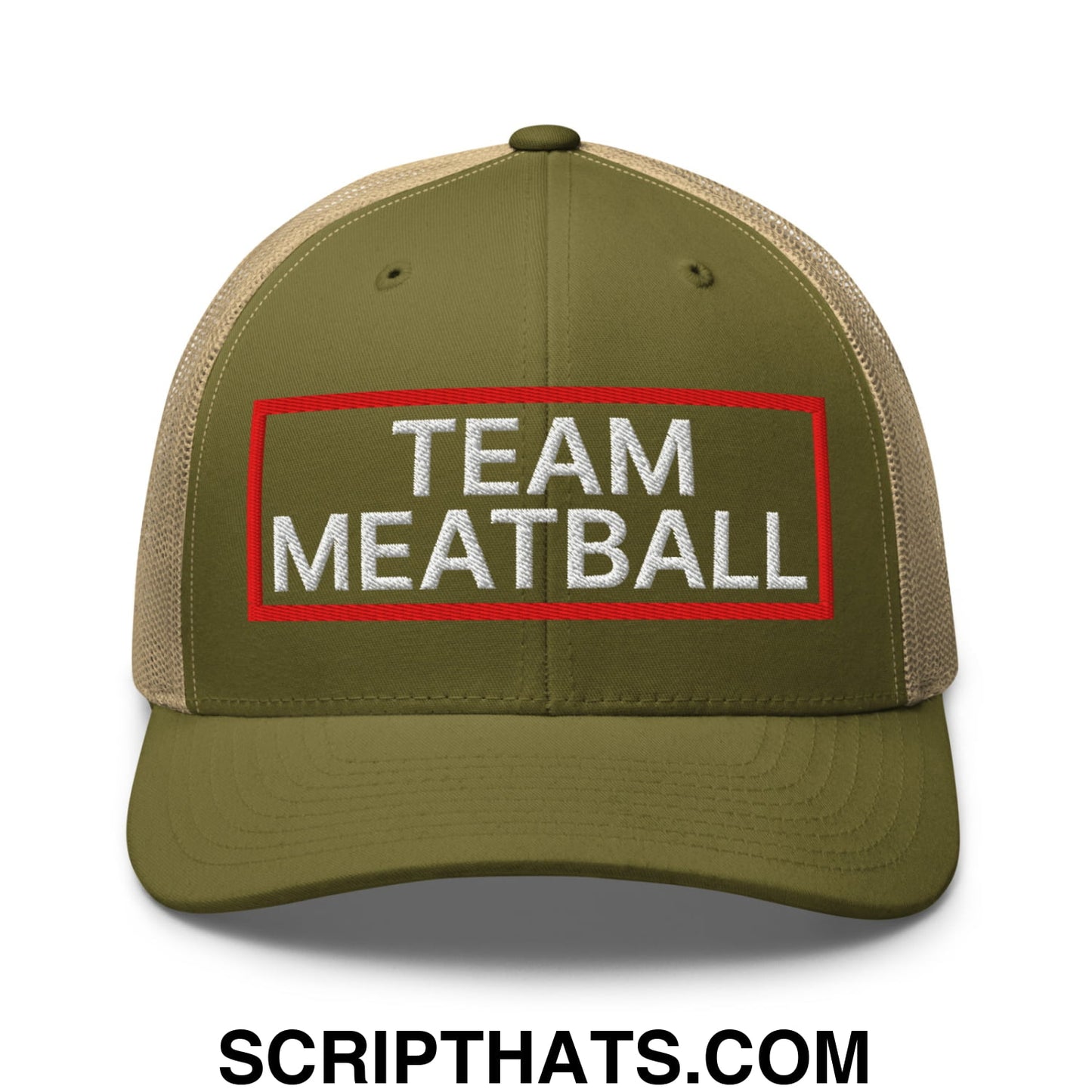 Team Meatball Embroidered Mesh Trucker Hat Moss Khaki