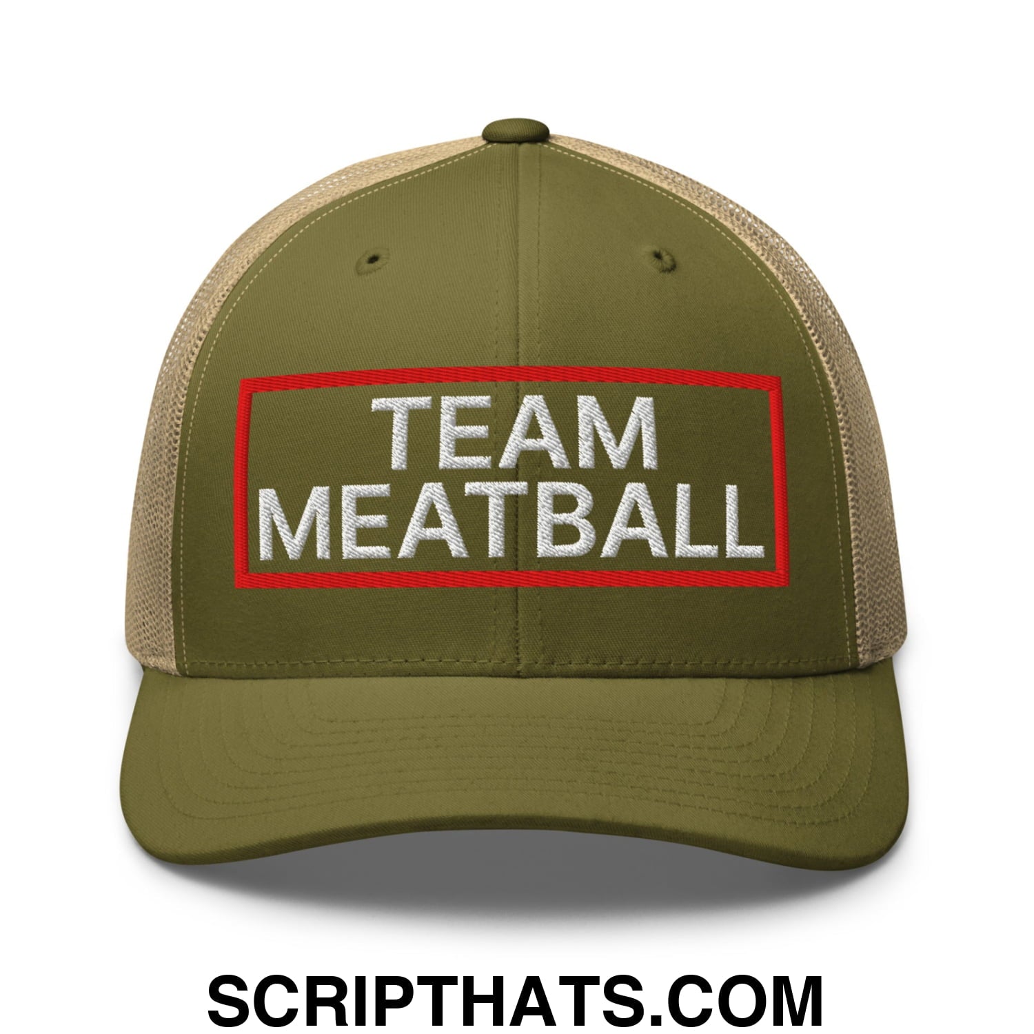 Team Meatball Embroidered Mesh Trucker Hat Moss Khaki