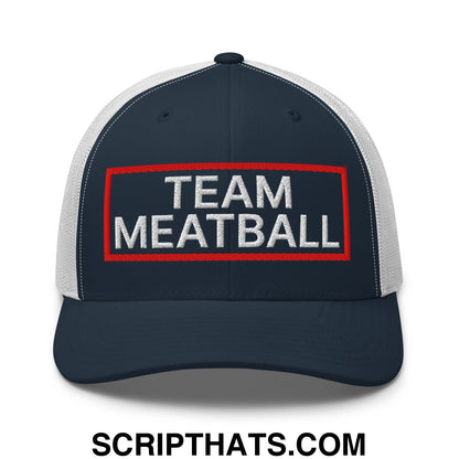 Team Meatball Embroidered Mesh Trucker Hat Navy White
