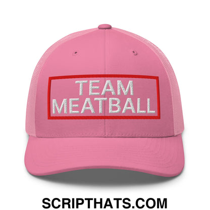 Team Meatball Embroidered Mesh Trucker Hat Pink