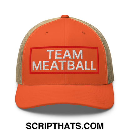 Team Meatball Embroidered Mesh Trucker Hat Rustic Orange Khaki