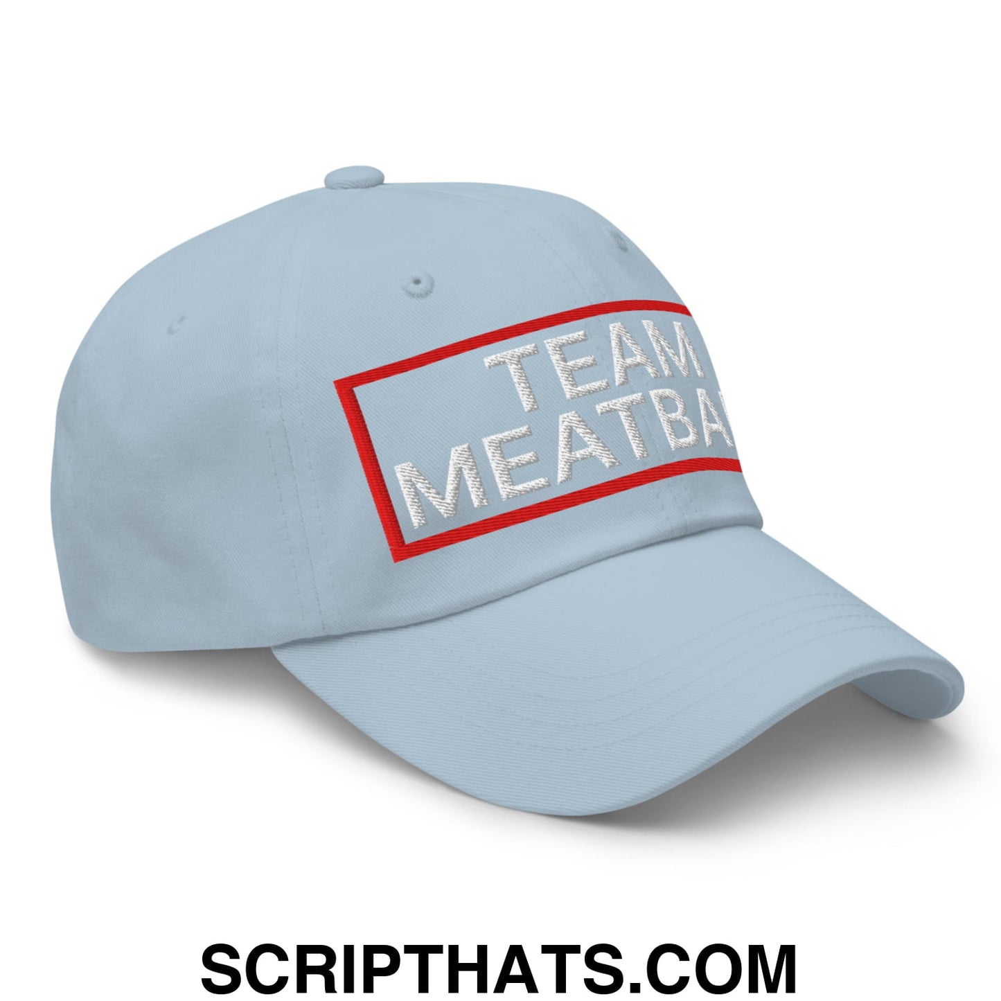 Team Meatball Embroidered Unstructured Dad Hat Light Blue