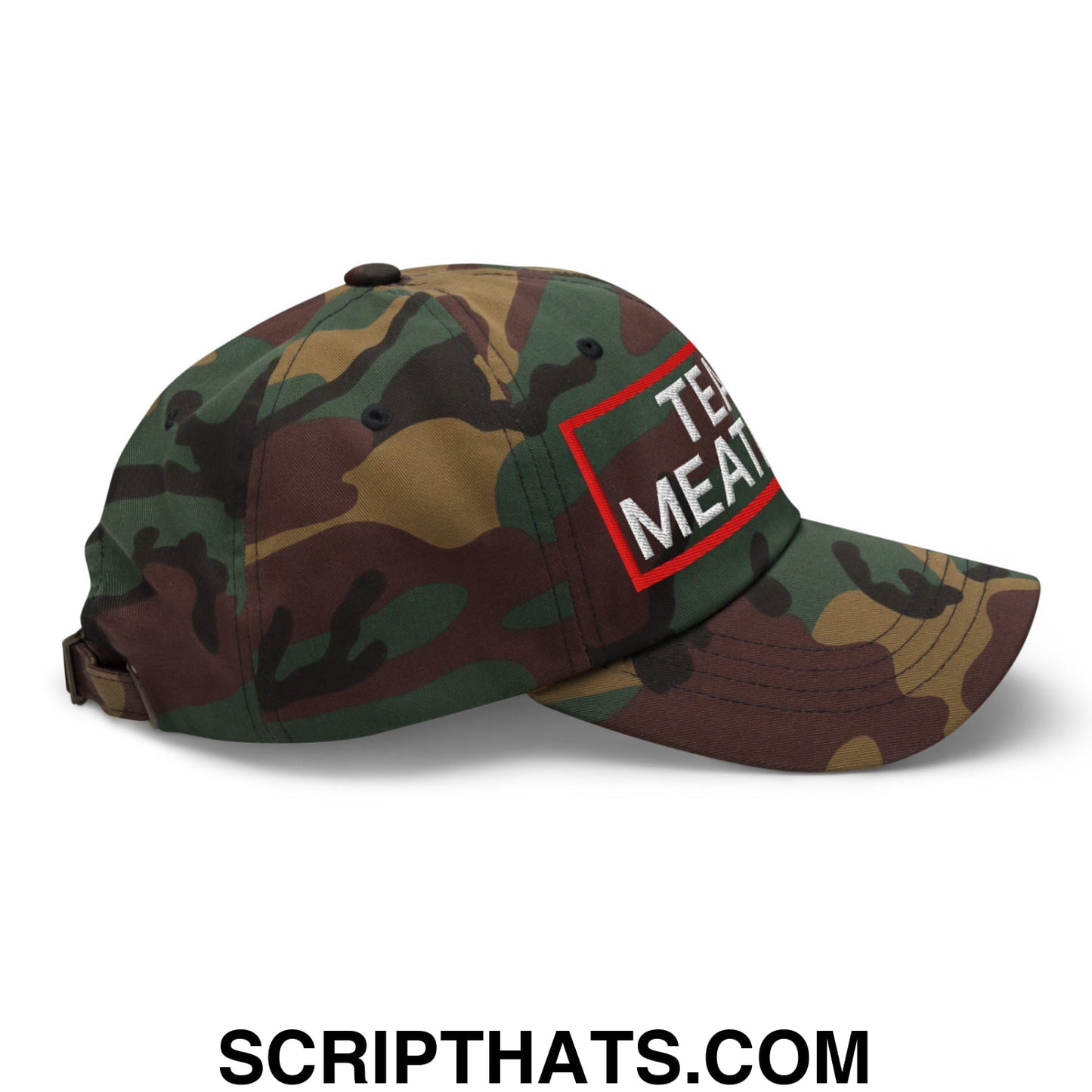Team Meatball Embroidered Unstructured Dad Hat Green Camo