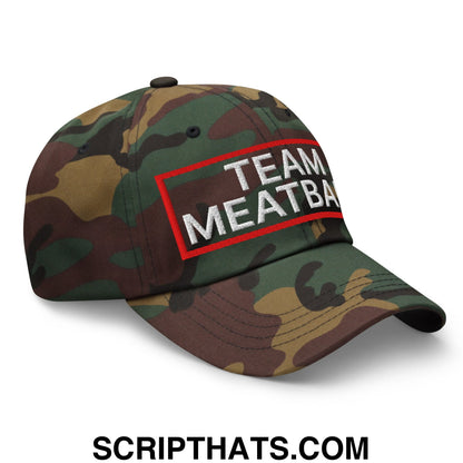 Team Meatball Embroidered Unstructured Dad Hat Green Camo