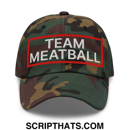 Team Meatball Embroidered Unstructured Dad Hat Green Camo