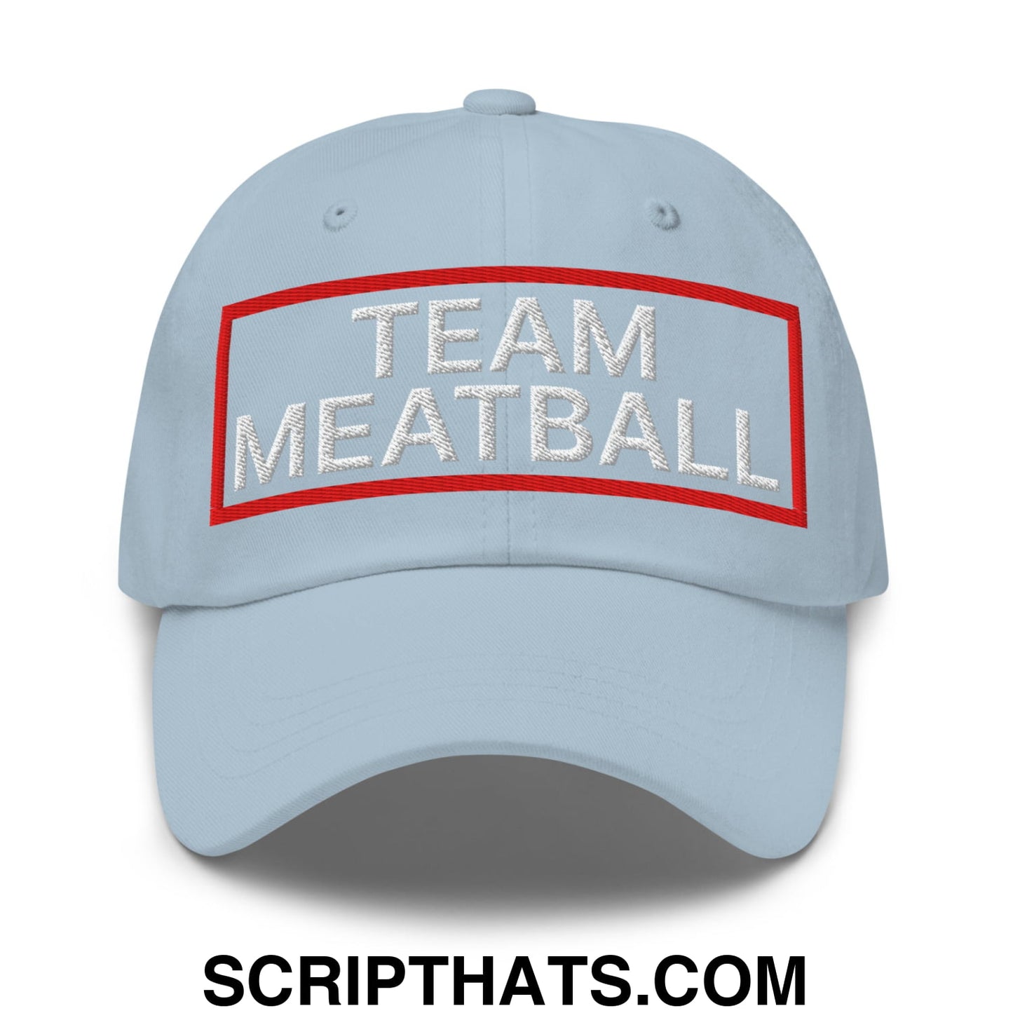 Team Meatball Embroidered Unstructured Dad Hat Light Blue