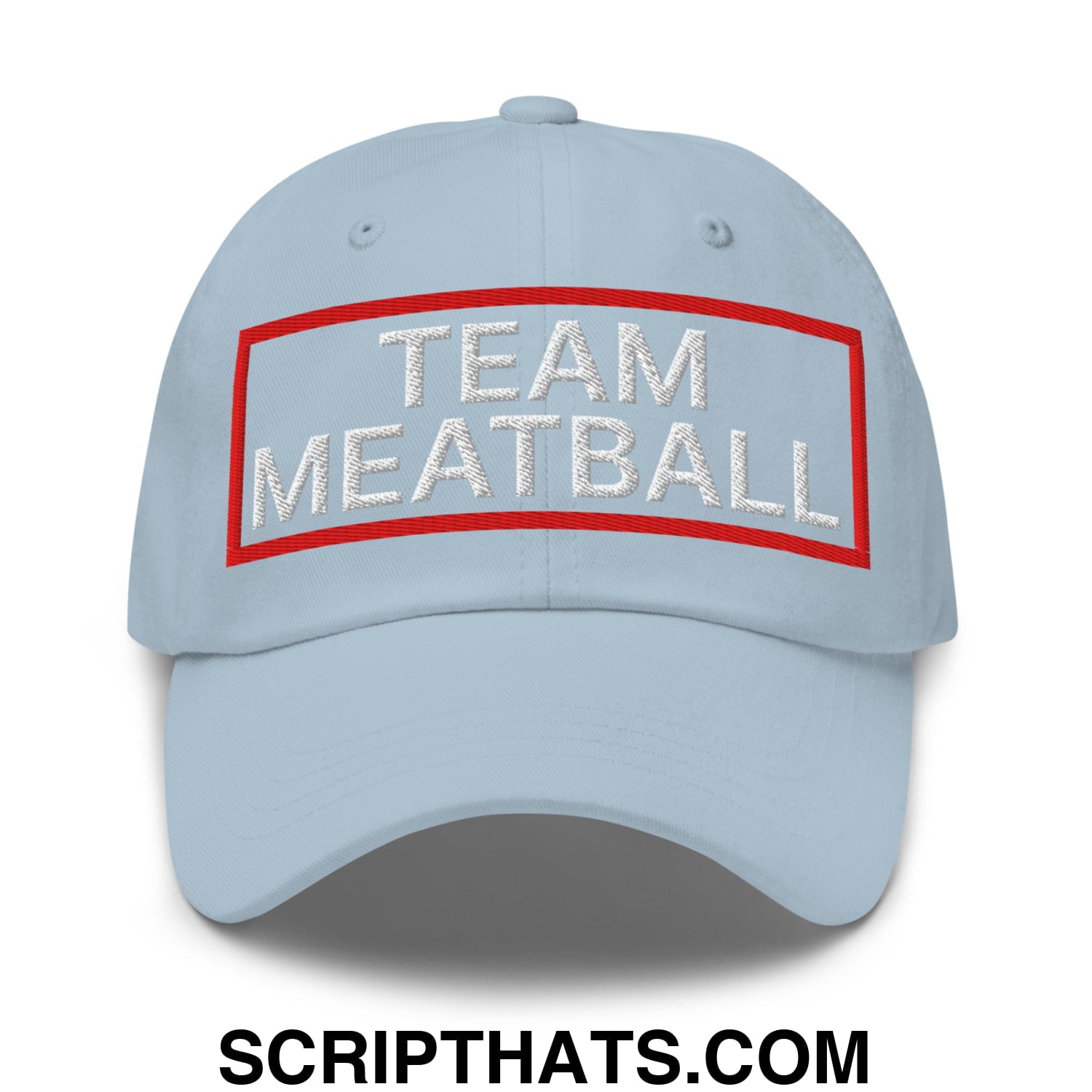 Team Meatball Embroidered Unstructured Dad Hat Light Blue