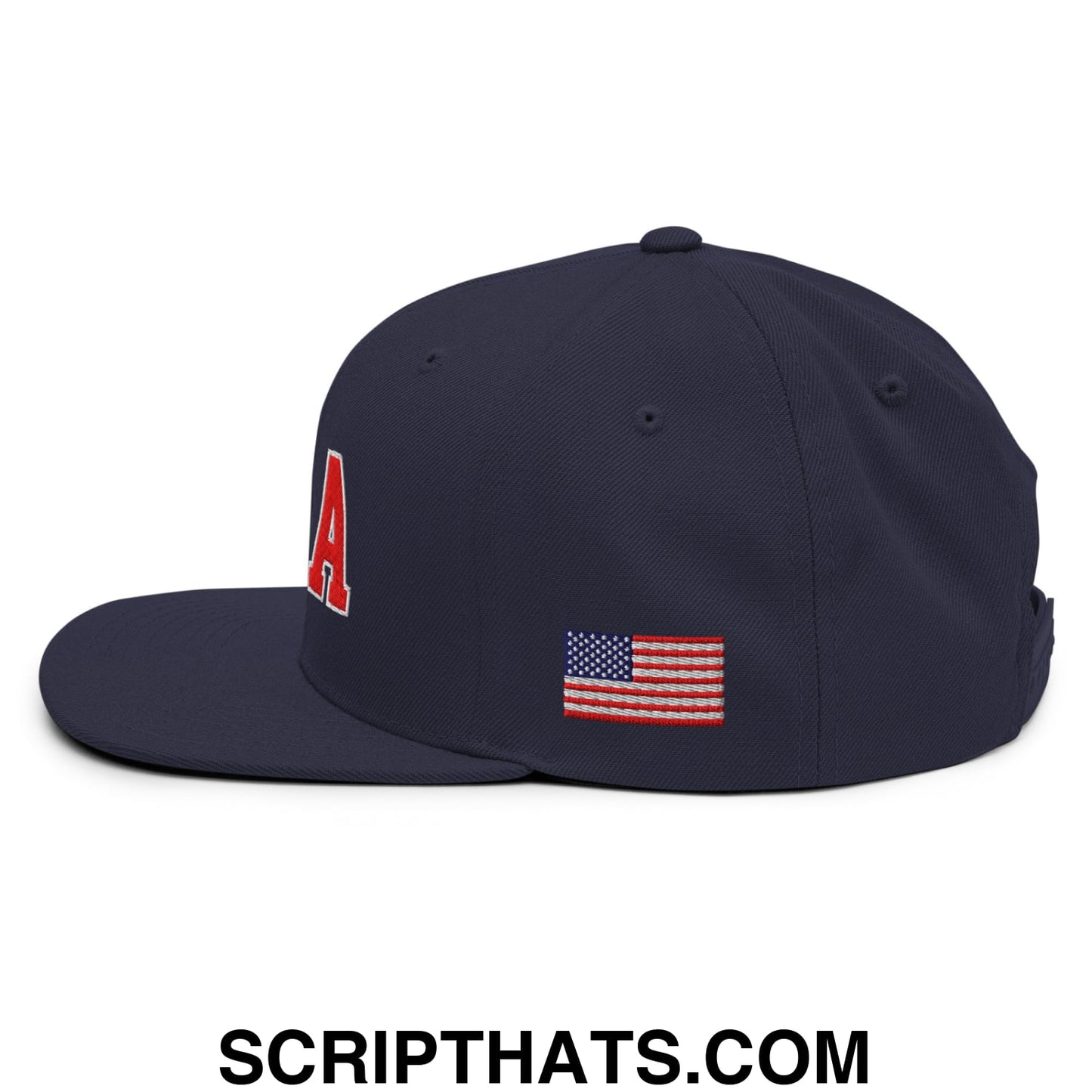 Team USA Embroidered Flat Bill Brim Snapback Hat Navy