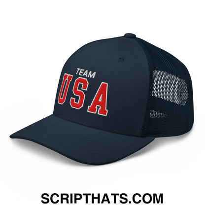 Team USA Embroidered Mesh Trucker Hat Navy